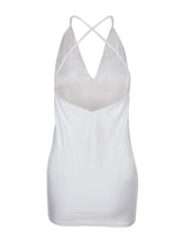 String Spaghetti Strap Backless Deep V Neck Mini Bodycon Dress Sexy Club White Summer Dress Womens New Arrival 2016 Ladies
