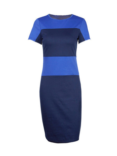 Stripe Patchwork Bodycon Sheath Office Lady Dress Casual Back Zipper Pencil Elegant Dress Summer Women Wear To Work High Quality