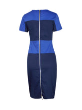 Stripe Patchwork Bodycon Sheath Office Lady Dress Casual Back Zipper Pencil Elegant Dress Summer Women Wear To Work High Quality