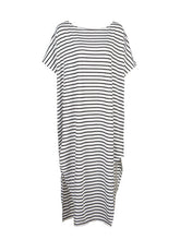 Striped Loose Slit Double Split Cotton One Shoulder Handkerchief Casual Fashion Dress Oversized Women Dresses Lady