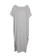 Striped Loose Slit Double Split Cotton One Shoulder Handkerchief Casual Fashion Dress Oversized Women Dresses Lady