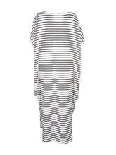 Striped Loose Slit Double Split Cotton One Shoulder Handkerchief Casual Fashion Dress Oversized Women Dresses Lady