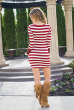 Striped O-Neck Full MIni Skinny Patchwork Sleeve Red Dress 2016 Fall Fashion Casual Slim Dresses Autumn New Arrival Dress