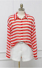 Striped Red Women Blouses Blusa Roupas Femininas Ladies Women Chiffon Blouse Long Sleeve Loose Camisas Blusa Blusas Femininas