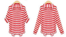 Striped Red Women Blouses Blusa Roupas Femininas Ladies Women Chiffon Blouse Long Sleeve Loose Camisas Blusa Blusas Femininas