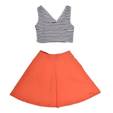 Striped Summer Dress Two Pieces Women Dress Orange Dresses Slim Summer Style Women Clothing Vestido Vestido Robe