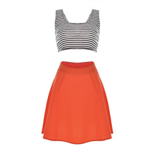 Striped Summer Dress Two Pieces Women Dress Orange Dresses Slim Summer Style Women Clothing Vestido Vestido Robe