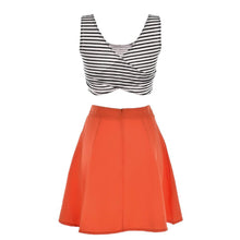 Striped Summer Dress Two Pieces Women Dress Orange Dresses Slim Summer Style Women Clothing Vestido Vestido Robe