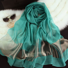 Striped long large silk scarves green silk scarf patches gray khaki japanese fashion "women summer scarf spring 2016 beautiful
