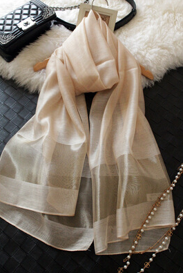 Striped long large silk scarves green silk scarf patches gray khaki japanese fashion 