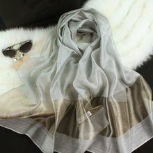 Striped long large silk scarves green silk scarf patches gray khaki japanese fashion "women summer scarf spring 2016 beautiful