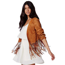 Suede Short Kimono Cardigan Hippie Boho Crop top Tassel Fringe Kimono Women Long Sleeve Blouse Autumn Blouse Fashion Ladies Tops