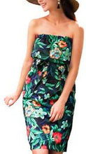 Summer Bodycon Women Dress Strapless Print Flower Dresses Beach Summer Dress 2015 Vestido De Festa Vestidos Women Clothing