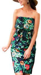 Summer Bodycon Women Dress Strapless Print Flower Dresses Beach Summer Dress 2015 Vestido De Festa Vestidos Women Clothing