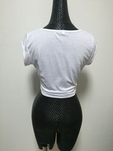 Summer Crop Tops T Shirt Women Tops Cotton Cropped T-shirt Manga Larga Mujer Plus Size Short White RockTied T shirts