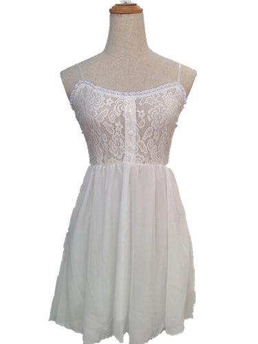 Summer Dress Frill White Lace Chiffon Women Dress Beach Pleated Strap Dress Prom Vestido De Festa Vestidos Femininos 2015 Robe