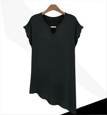 Summer Green Black Ladies Chiffon Tops Ruffle Women Blouses Oversize High Low Shirt Women Tops Blusas Femininas 2015 Blusa