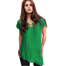 Summer Green Black Ladies Chiffon Tops Ruffle Women Blouses Oversize High Low Shirt Women Tops Blusas Femininas 2015 Blusa