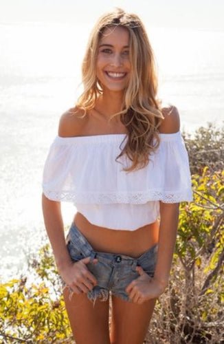 Summer Women Blouse Lace White Shirt Women Ruffle Layer Crop Top Slash Neck Tops Cropped Blusas Femininas Women Blouses 2015
