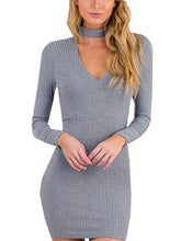 Sweater Solid Dress Black V-Neck Sexy Choker Summer Mini Sexy Cotton Dress New Sheath Fashion Casual Dresses 2016 New Arrival