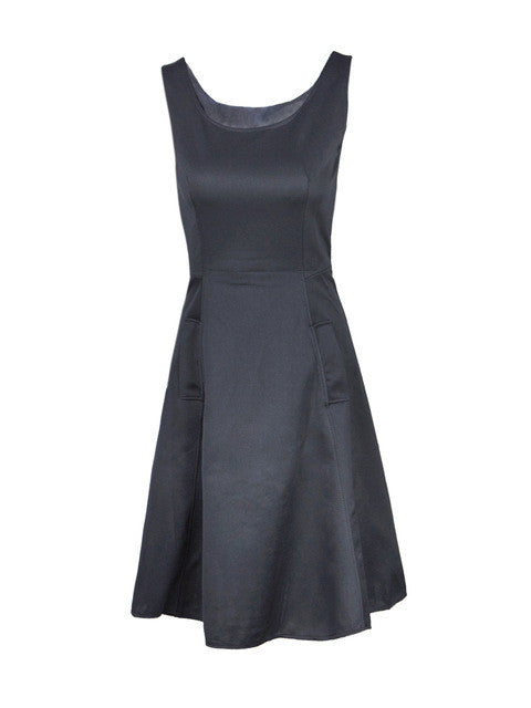 Tank Pocket Simple Pure Black White Women Elegant Summer Girl Dress Sundress Girl New Arrival Dress 2017 High Quality Summer