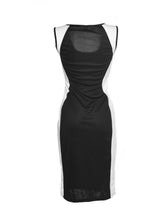 Tank Two Tones Midi Dress Sleeveless Sexy Low Cut Office Work Dress Summer Casual Women Dresses Lady
