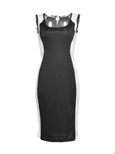 Tank Two Tones Midi Sleeveless Sexy Low Cut Office Work Dress Summer Casual Women Dresses Lady Dresses
