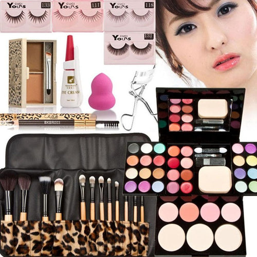 Top Selling Makeup Kits Gift Set Eyeshadow Foundation Blusher Powder Lip Gloss 12PC Brushes Easy to wash after usage 2017 Anne