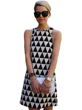 Triangle Print Black White Summer Women Dress Girl Casual Dress Mini Short Sleeveless Fashion Women Dresses New Arrivals 2017