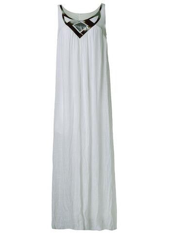 Tribal Print Geometric Pattern Ruched Tank Loose Long Maxi Beach White Dress Casual Bohemian Low Cut Fashion Ladies Sexy