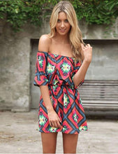 Tropical Summer Style Plaid Flower Print Sexy Summer Dress 2015 Women Dress Slash Neck Dresses Women Clothing Vestidos Robe