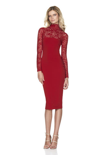 Turtle Neck Floral Lace Sleeve Patchwork Long Sleeve Bodycon Autumn Dress Women Elegant Pencil Dress Party Fashion 2017 Quality