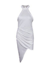 Turtle Neck Sleevless Wrap Ruched Bodycon White Dress 2016 Party Club Fashion Sheath Sexy Dress Summer Dress 2016 New Style