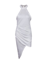 Turtle Neck Sleevless Wrap Ruched Bodycon White Dress 2016 Party Club Fashion Sheath Sexy Dress Summer Dress 2016 New Style