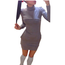 Turtleneck Women Cotton Dress Turtle Neck Causal Mini Black Dress 2015 Winter Dress Stretch Bodycon Dresses With Long Sleeves