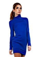 Turtleneck Women Cotton Dress Turtle Neck Causal Mini Black Dress 2015 Winter Dress Stretch Bodycon Dresses With Long Sleeves