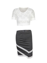 Two Piece Dress Lace Crochet Midriff Cropped Mini Dress Summer Dresses Casual For Women Fashion striped print Bodycon Lady