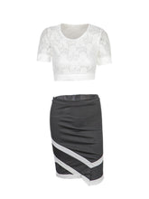 Two Piece Dress Lace Crochet Midriff Cropped Mini Dress Summer Dresses Casual For Women Fashion striped print Bodycon Lady