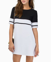 Two-tone Summer Dress Casual Ladies Women Patchwork Straight Sexy Dress Vestido Half Sleeve Shirt Dresses Vestidos 2015