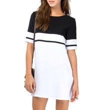 Two-tone Summer Dress Casual Ladies Women Patchwork Straight Sexy Dress Vestido Half Sleeve Shirt Dresses Vestidos 2015