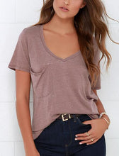 V Neck Front Pocket Short Sleeve T Shirt Women Tee Shirt Women Tshirt Summer Fashion Vogue Women Clothing Fashionable Women
