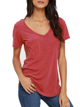 V Neck Front Pocket Short Sleeve T Shirt Women Tee Shirt Women Tshirt Summer Fashion Vogue Women Clothing Fashionable Women
