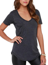 V Neck Front Pocket Short Sleeve T Shirt Women Tee Shirt Women Tshirt Summer Fashion Vogue Women Clothing Fashionable Women