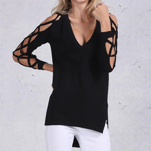 V-Neck Hollow Out High And Low Blouse Solid Full Sleeve Black Red Tops Women Fall Fashion Clothes New 2016 Autumn Sexy Blouse