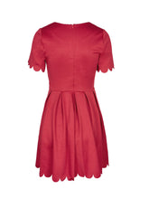 V Neck Red Pleated Summer Girl Dress Short Sleeve Mini Dress Sweet Skater Dress Women High Quality 2016 Summer Dress