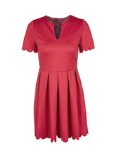 V Neck Red Pleated Summer Girl Dress Short Sleeve Mini Dress Sweet Skater Dress Women High Quality 2016 Summer Dress