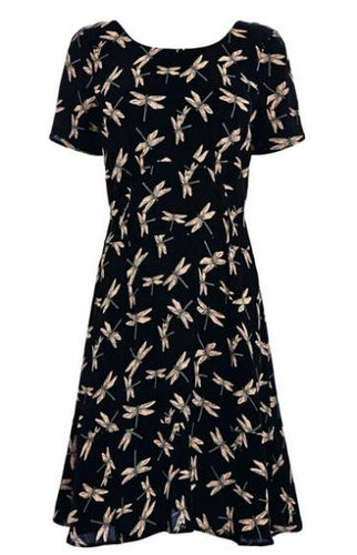 Vintage Casual Women Dress Printed Dragonfly Print Dress Vestidos Casual Summer Dress 2015 Summer Style