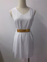 White Beach Women Dress Mini Sun V Neck Dress Casual Summer Dress 2015 Vestido Vestidos With Squin Summer Style (With Sashes)