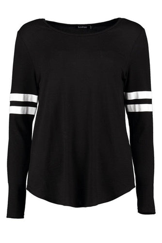 White Black O-Neck Casual Full Length T Shirt Grey Womens Tee For Summer Fall Casual Ladies 2016 Fashion Tops Striped