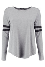 White Black O-Neck Casual Full Length T Shirt Grey Womens Tee For Summer Fall Casual Ladies 2016 Fashion Tops Striped